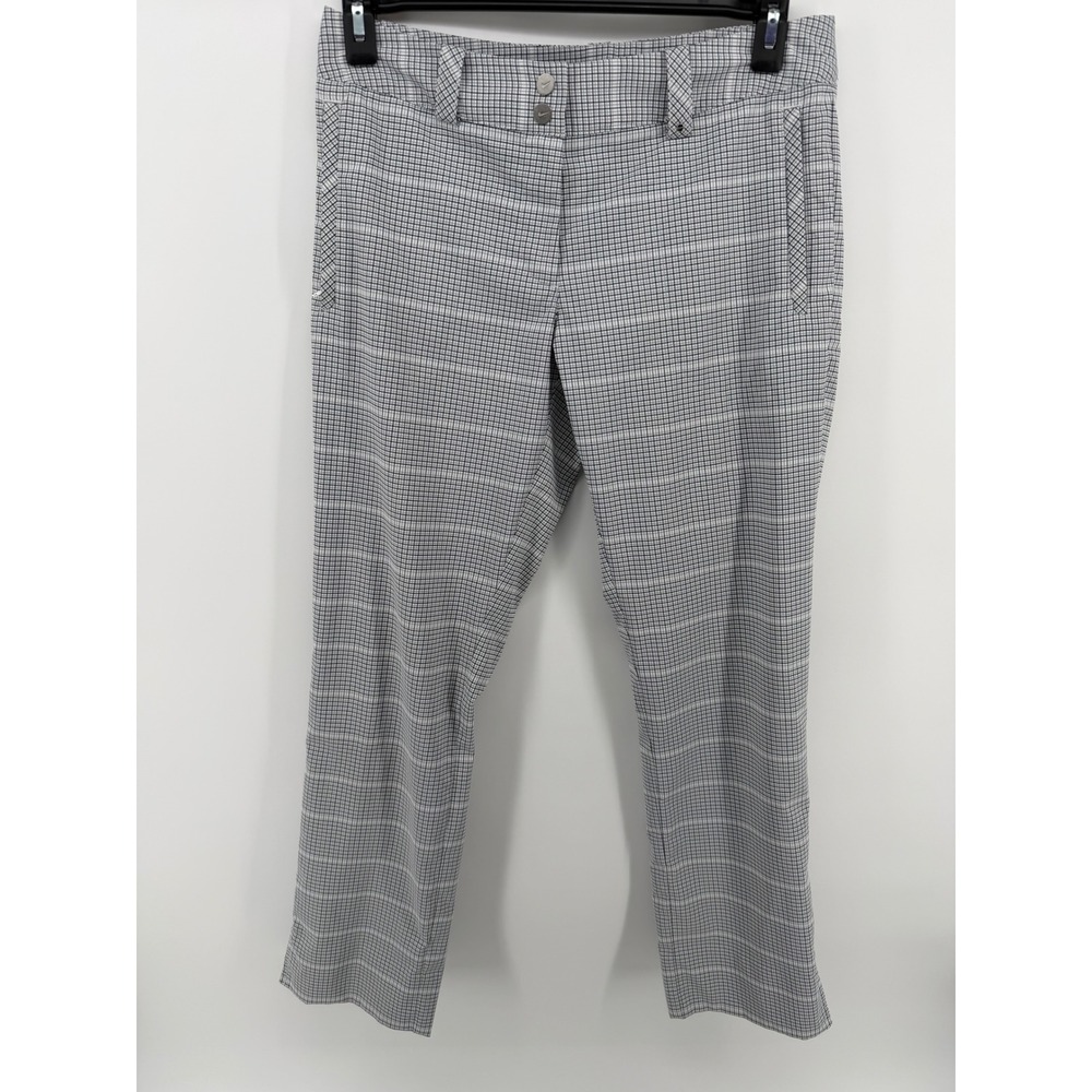 Nike Golf Dri Fit Pants Womens 8 Black White Check Straight Leg Career Casual